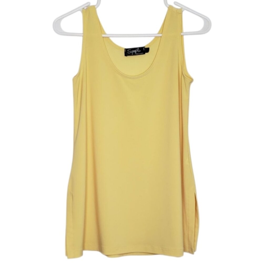 Sympli Yellow Sleeveless Tank Top Polyester Spandex Layering Piece